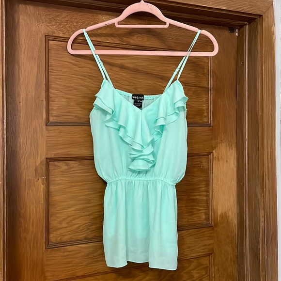 Wet seal aqua peplum ruffle tank top‎ - Picture 1 of 6